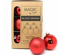 Inge-glas Lot de 6 boules de Noël WE Love Christmas Magic 10 cm en Verre Rouge Moderne Noël