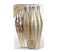 Inge-glas Lot de 6 décorations de sapin de Noël en plastique - 15 cm - Incassables et avec motif pailleté - Boules de Noël pour sapin de Noël - Boules de sapin de Noël et décoration de sapin de Noël -