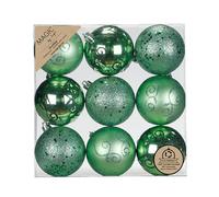 Inge-glas Lot de 9 boules de Noël en plastique - 6 cm - Incassables et avec motif pailleté - Boules de Noël pour sapin de Noël et décoration de sapin de Noël - Vert sauge - Paradise Green