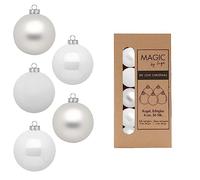 Inge Glas Magic Lot de 36 boules de Noël, petites, 4 cm, blanc mat, blanc brillant