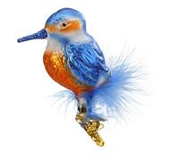 Inge-glas Ornement de Noël Martin-pêcheur en Verre Bleu et Orange Suspendu