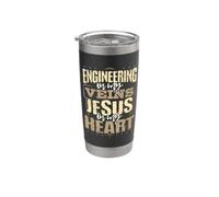 Ingénierie dans mes veines Jésus dans mon cœur Ingénieur chrétien Gobelet isotherme en acier inoxydable double paroi