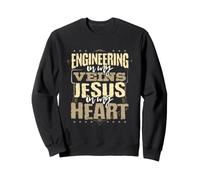 Ingénierie dans Mes veines Jésus dans Mon cœur Ingénieur chrétien Sweatshirt