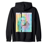 Ingénieur Civil Retro Aquarelle Stripe Vaporwave Engineering Sweat à Capuche