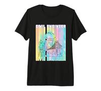 Ingénieur Civil Retro Aquarelle Stripe Vaporwave Engineering T-Shirt Haut de Gamme