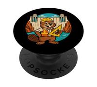 Ingénieur de Hoover Dam Funny Beaver PopSockets PopGrip Adhésif