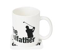 InGenious The Golfather Tasse à café et dessous de verre en céramique sur le thème du golf Coffret cadeau