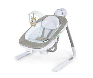 Ingenuity, Anyway Sway Balancelle Portable et Pliable pour Bébé à 5 Vitesses et Multi-Directions avec Vibrations, Sons de la Nature, 0-9 Mois 2,7-9 kg (Ray)