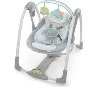 INGENUITY balancelle électrique pliable Swing and Go Hugs & Hoots- Arche avec jouets amovible, 5 vitesses de balancement, mélodies
