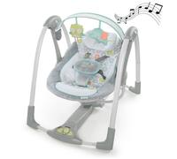 INGENUITY balancelle électrique pliable Swing and Go Hugs & Hoots- cadeau bébé, 5 vitesses de balancement, mélodies