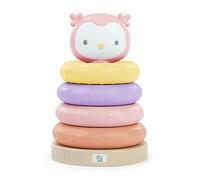 Ingenuity: ity by Ingenuity, Jouets à empiler Cutie Stacks, Nally, 4 anneaux sans BPA, support en faux bois, hibou, unisexe, à partir de 6 mois