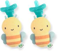 Ingenuity: ity by Ingenuity, Tétine, sans BPA, en silicone certifié, Abeille en peluche, jouet unisexe, pour nouveau-nés et plus grands -Bomby (Lot de 2)