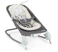 Ingenuity -Parker- Transat Bébé Pliable Massage Ventre - Position Fixe Ou À Bascule, Vibrations, Mélodies Et Arches D'éveil Amovible Gris