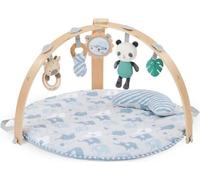 INGENUITY Tapis d'éveil bébé pliable Cosy Spot Elephant,coussin reversible, arche de jeux en bois, mirroir et jouets sensoriels bébé
