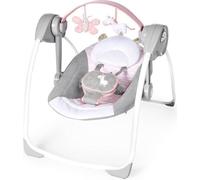 INGENUITY Transat pour bébé balancelle électrique pliable - Flora - Arche, jouets amovible, réglages balancement, minuterie