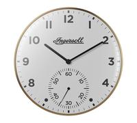 Ingersoll Orologio da parete analogico, di Facile lettura, Con cassa Color oro e quadrante Bianco, diametro di 30 cm