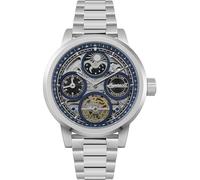 Ingersoll 1892 The Arc Montre Automatique pour Homme 44 mm avec Cadran Squelette Bleu et Bracelet argenté en Acier Inoxydable I16003