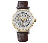 Ingersoll 1892 The Herald 40mm Montre Automatique pour Homme avec Cadran Squelette en Argent et Bracelet en Cuir véritable Brun I00412
