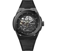 Ingersoll Montre Automatique The Springfield pour Homme logée dans Un boîtier de 48 mm au Cadran Squelette Noir, et/Bracelet en Caoutchouc PU/Alcantara Noir I15201