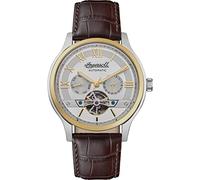 Ingersoll Montre 1892 The Tempest Automatic pour Hommes avec Cadran en Argent et Bracelet en Cuir Brun - I12101