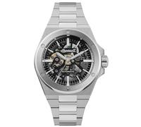 Ingersoll Montre Automatique The Baller pour Homme logée dans Un boîtier de 45 mm au Cadran Squelette Noir, et Bracelet argenté en Acier Inoxydable I15002