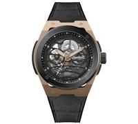 Ingersoll Montre Automatique The Springfield pour Homme logée dans Un boîtier de 48 mm au Cadran Squelette Noir, et/Bracelet en Caoutchouc PU/Alcantara Noir I15202