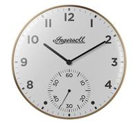 Ingersoll Orologio da parete analogico, di Facile lettura, Con cassa Color oro e quadrante Bianco, diametro di 30 cm