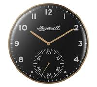 Ingersoll Orologio da parete analogico, di Facile lettura, Con cassa Color oro e quadrante Nero, diametro di 30 cm