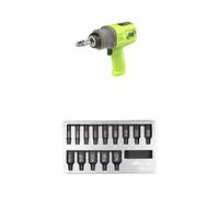 Ingersoll-Rand 2236QTIMAX-G DXS2 Clé à Chocs Pneumatique, Silencieuse, 2034 Nm, Carter Titane, Bague de Friction, Vert, 14 pièces DXS2 hexagonales Deep SAE impérial Douille à choc Jeu