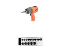 Ingersoll-Rand 2236QTIMAX-O DXS2 Clé à Chocs Pneumatique, Silencieuse, 2034 Nm, Carter Titane, Bague de Friction, Orange, DXS2 hexagonales SAE impérial Douille à choc Jeu, 14 pièces