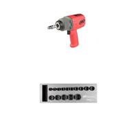 Ingersoll-Rand 2236QTIMAX-R DXS2 Clé à Chocs Pneumatique, Silencieuse, 2034 Nm, Carter Titane, Bague de Friction, Rouge DXS2 hexagonales métrique Douille à choc Jeu, 15 pièces