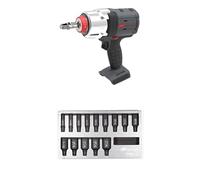 Ingersoll-Rand W7153 DXS2 Clé à Chocs Sans Fil 20V, 2170 Nm, Bague de Friction, Outil Nu avec 14 pièces DXS2 hexagonales Deep SAE impérial Douille à choc Jeu, acier au chrome-molybdène