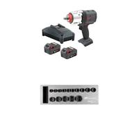 Ingersoll-Rand W7153-K22B-EU DXS2 Clé à Chocs Sans Fil 20V, 2 Batteries, 2170 Nm, Bague de Friction avec DXS2 hexagonales métrique Douille à choc Jeu, 15 pièces, acier au chrome-molybdène