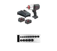 Ingersoll-Rand W7153-K22B-EU DXS2 Clé à Chocs Sans Fil 20V, 2 Batteries, 2170 Nm, Bague de Friction avec DXS2 hexagonales SAE impérial Douille à choc Jeu, 14 pièces, acier au chrome-molybdène