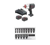 Ingersoll-Rand W7153-K22B-EU DXS2 Clé à Chocs Sans Fil 20V, 2 Batteries, 2170 Nm, Bague de Friction avec 14 pièces DXS2 hexagonales Deep SAE impérial Douille à choc Jeu, acier au chrome-molybdène