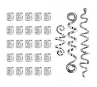 INGJIA 28 Pièces Perles De Cheveux Vikings Spiral Coils,Perles Dreadlocks en Métal,Bijoux Cheveux Tresse en Métal,Bijoux Spirales pour Cheveux Style Viking pour Hommes Femmes