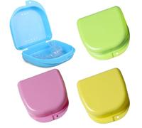 INGJIA Boite Appareil Dentaire, 4 Pièces Boite a Dentier Enfant Orthodontie, Boite Gouttiere Dentaire, Petit Etui de Rangement pour Prothèse Dentaire, Boîte de Protège Dents