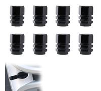 INGJIA Bouchons de Valve de Pneu[8 Pièces ],Aluminium Capuchon Antipoussière de Roue,Marqueur de Pneus de Voiture,avec Joint Hexagonal universels (Noir)