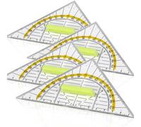 INGJIA Equerre Ecole Rapporteur, 4 pcs Règle Equerre Rapporteur 2 en 1 Kit Geometrie Triangle Plastique à Dessiner avec Poignée Requerre 14 cm Plate Transparente pour Etudiants Enfants Bureau Maths