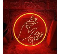INGKE Ongles enseigne néon enseigne Lumineuse néon LED Salon manucure Beauty Shop enseigne néon décor Chambre fixé Mur Signe Sculpture 3D décoration Murale Cadeau noël avec Interrupteur,J,30x30cm