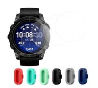 ingoodtle 4Pcs Protection d'Ecran pour Garmin Fenix 7/Sapphire Solar+ | 6Pcs Bouchons Anti-poussière Silicone,47mm Protecteur d'Écran Verre Trempé, Dureté 9H,Anti-rayure,Sans Bulle, Anti-empreinte