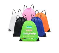 INGORINA Lot de 5/10/50/100 sacs à cordon de serrage personnalisés avec cordon de serrage - Pour gym, sport, voyage, pelouse - Vert