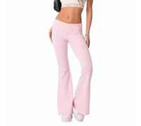 INGORINA Pantalon de yoga évasé pour femme, taille basse, bas cloche, entraînement, sexy, Y2K, legging moulant, bootcut, rose, Small longue