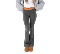 INGORINA Pantalon de yoga évasé pour femme, taille basse, bas cloche, entraînement, sexy, Y2K, legging moulant, bootcut, gris foncé, X-Large longue