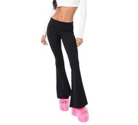 INGORINA Pantalon de yoga évasé pour femme, taille basse, bas cloche, entraînement, sexy, Y2K, legging moulant, bootcut, noir, Small longue