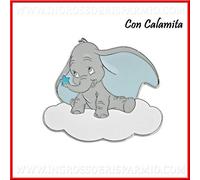 Ingrosso e Risparmio Aimant en métal émaillé en forme d'éléphant Dumbo avec oreilles bleu ciel, signature Disney, idées cadeaux pour naissance garçon (avec emballage blanc)