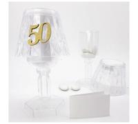 Ingrosso e Risparmio Bonbonnière anniversaire 6 pièces lampe lumière LED en Plex porte-dragées Lume avec application 50 or mariage mariage bois gadgets événement confettis décor design complet