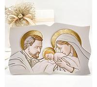 Ingrosso e Risparmio Bonbonnière baptême 1 pièce en bois avec sainte famille en or mariage communion confirmation fabriquée en Italie icône gravé (taille 2)