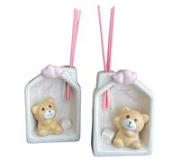 Ingrosso e Risparmio Bonbonnière Baptême fille 1 pièce parfum maison ours avec coeurs résine détails rose fille naissance femme économique événement élégant