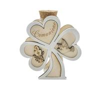 Ingrosso e Risparmio Bonbonnière communion 6 pièces trèfle en bois avec tube à essai en verre porte-dragées symboles première communion calice ossie enfant femme mâle parfum